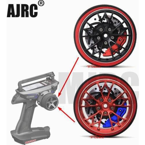 AJRC Black Red Metal remote control handwheel for SANWA MT4 MT4S M11X M11 MX-V Steering wheel