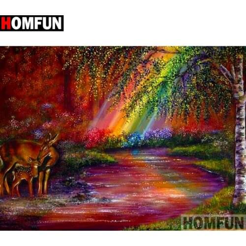 HOMFUN Full Square/Round Drill 5D DIY Diamond Painting "Animal deer" Embroidery Cross Stitch 5D Home Decor Gift A14396