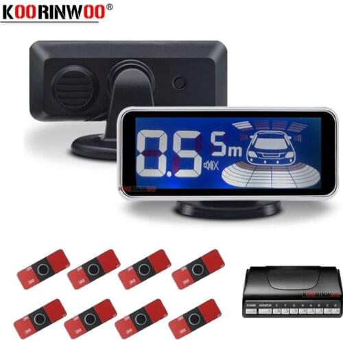 Koorinwoo Original LCD Screen Car parking sensors 8 Radars Russian English Voice BEEP Front Parktronic Alarm Parking Assistance