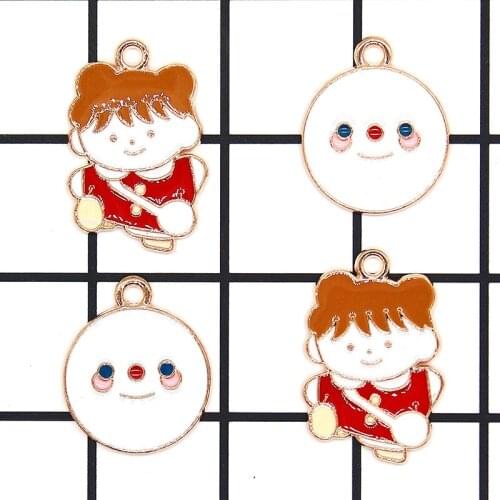 Cute girl Glutinous rice balls Metal Enamel Charms Bracelet Cute Pendants Earring Floating Jewelry DIY Accessory Ornament Gifts