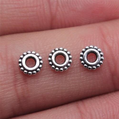 Tristana 200pcs/lot Antique Silver Color 6x6mm Spacer Beads Jewelry Findings For Jewelry Making