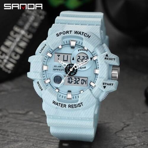 SANDA G style Japan Movement Dual Display Analog LED Electronic Quartz Wristwatch Military Men Sports Watches Relogio Masculino