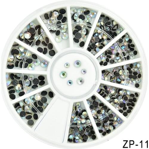 Black AB Glass Rhinestones 1Wheels Flatback Crystal Glitter Nail Stones,DIY 3d Nail Phones Decorations Supplies, ZP-11-KLP