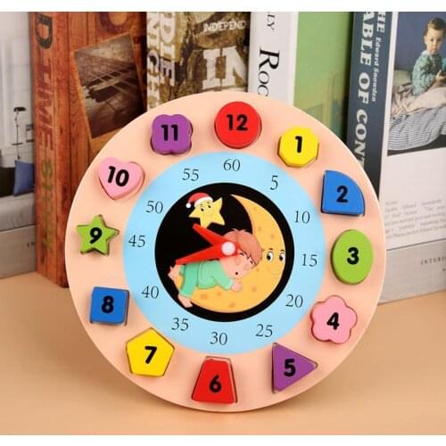 Preschool Children Wooden Educational Toys Baby Early Childhood Education Digital Shape Matching Clock Beaded Montessori Toys