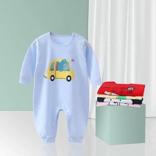 Baby Rompers Newborn Baby Boys Girls Romper Cartoon Print Cotton Long Sleeve Jumpsuit Pure Outfits Toddler Baby Clothing Pajamas