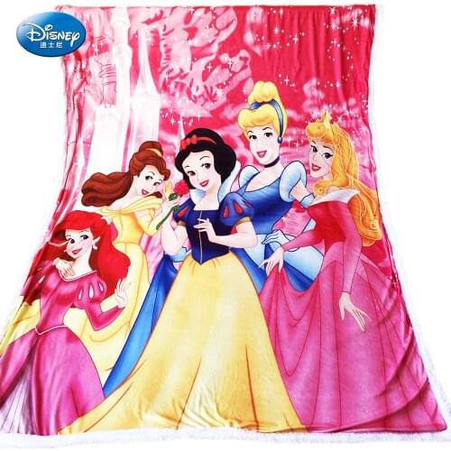 Disney Princess Blanket Cartoon Sherpa 3D Floral Pattern Soft Plush Thick Mermaid Ariel Throw Quilt Sofa Bed Decoration Bedroom