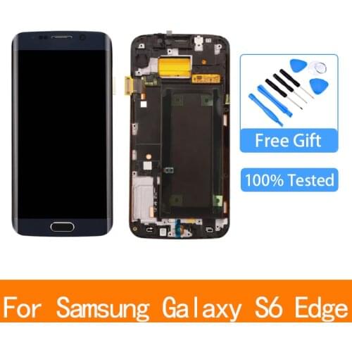 Super AMOLED Display for SAMSUNG Galaxy S6 edge LCD with Frame G925 G925I G925F Touch Screen Repair Parts