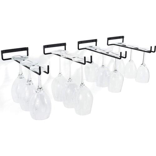 Home Under Cabinet Row Wine Glass Rack Cup Goblet Stemware Hanger Shelf