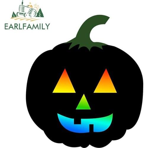 EARLFAMILY 13cm x 11.3cm for Rainbow Pumpkin Light Funny Car Stickers Scratch-Proof Waterproof Decal Windshield RV Car Styling