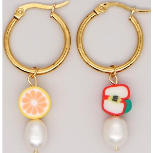 Go2Boho Real Pearl Earings Drop Dangle Earrings For Women Summer Fashion Fruit Jewelry 2021 New Earring Stainless Steel Round