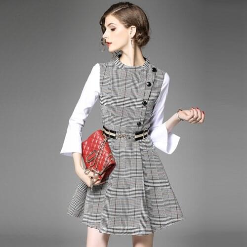 Модные платья в клетку HiguraKago China At AliExpress