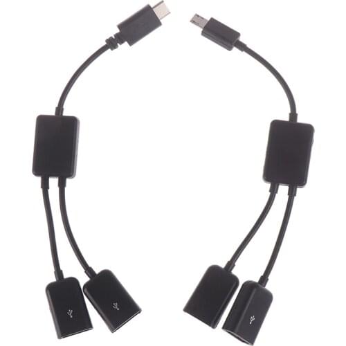 Micro USB / Type C to 2 OTG Dual Port HUB Cable Y Splitter for Tablet Android Mouse Keyboard Micro-USB Type-C Adapter Converter
