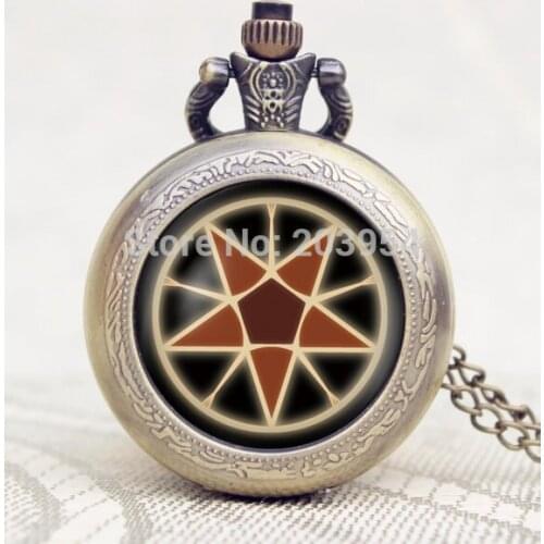 Handmade pocket watches 12pcs Sebastian Michaelis Black Butler Contract seal emblem locket necklace mens womens gift Bridesmaid