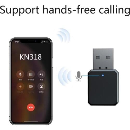 KN318 Dual Output AUX Usb Bluetooh 5.0 Audio Ontvanger Zende Stereo Bluetooth Adapter Stereo Car Hands-free Call