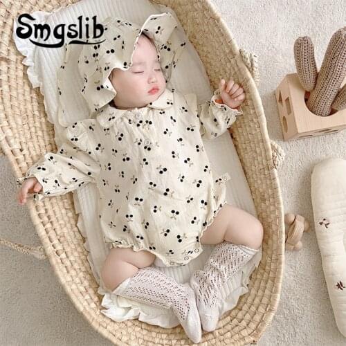 SMGSLIB 2021 Spring Toddler Baby Girl Flower Romper Korean Style Autumn Baby Girl Princess Rompers Newborn Baby Girl Jumpsuit