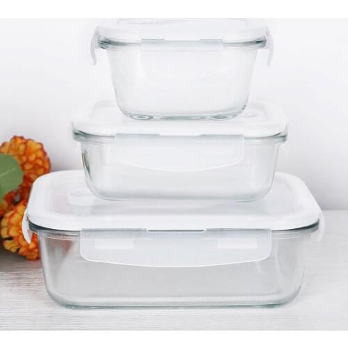 1PCS Glass Lunch Box Food Container Nontoxic Heat-Resistant Soup Bowl Preservation Box Microwave Outdoor Picnic Storage Portable