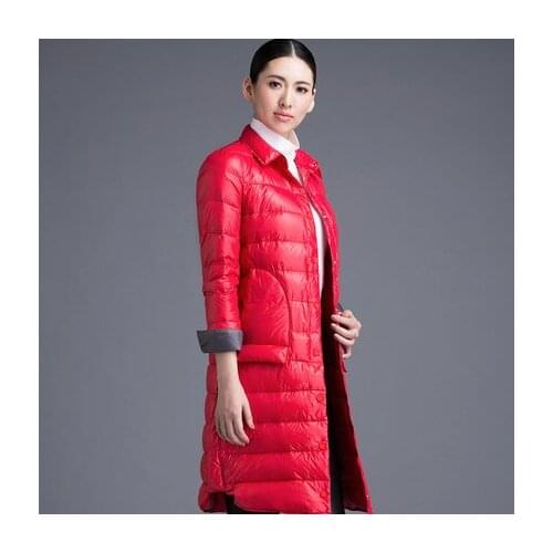 Brand Autumn Winter Parka 2020 90% White Duck Down Jacket For Women European Light Thin Long Overcoat LX144