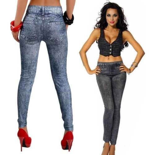 Brand New Women Spring Autumn Fashion Skinny Slim Thin High Elastic Waist Washed Jeans leggings Pencil Denim Leggings