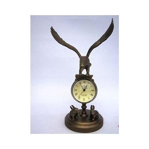Copper Brass craft collect BRASS Copper Eagle sculpture mechanical clock watch crafts ornaments