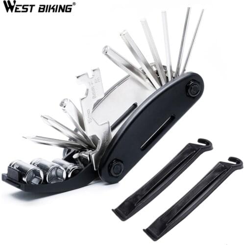 WEST BIKING Bicycle Multi-Function Repair Tool MTB Spoke Wrench Screwdriver Bike Tire Repair 15 In 1 Portable Repair Tool Set