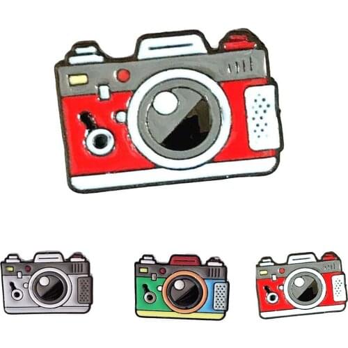 Fashion Camera Brooch 3 Colors Red Green Cartoon Rainbow Enamel Pins Brooch Photography and Kids Badge Gifts Broche brosa