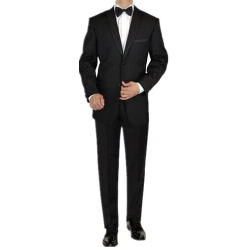 The groom suits tuxedos mens formal occasion suits tuxedos two button fashion pure color mens wedding suits(jacket+pants+bowtie)