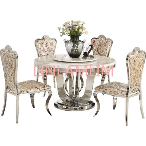 Marble stainless steel dining table set 4 chair Nordic comedor sillas de comedor mesa comedor muebles de madera mesa de jantar s