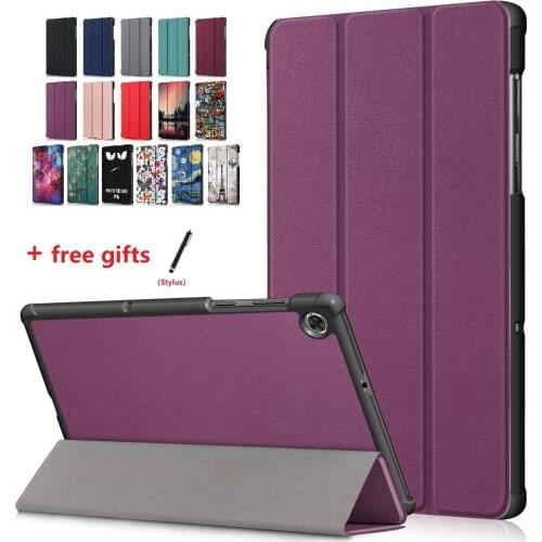 New Tablet Case for Lenovo Tab M10 FHD Plus Smart Flip PU Leather Cover for TB-X306X X606F X505F X605F Smart Funda with Stylus