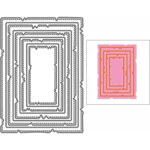 New Torn Stitched Rectangles Frame Craft Embossing Mold 2021 Metal Cutting Dies for DIY Decor Scrapbooking Album Card Making Set