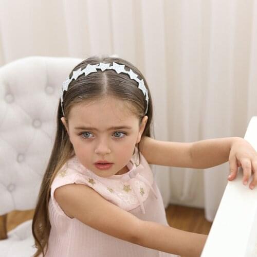 New Shimmer Powder Silvery Pointed Star Hair Hoop Boutique Baby Hairbands Princess Headwear Girls Accessories Children Headbands