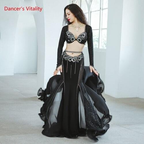 Belly Dance Professional Compeitition Suit for Women Bellydancing Bra+Fishtail Skirt 2pcs High-End Custom Oriental Dance Outfit