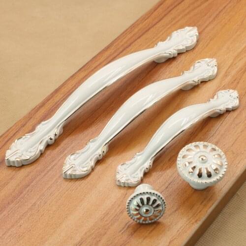 Puxadores Ivory Handle Knob Cabinet Drawer Zinc Alloy European Contemporary And Contracted Puckering Circular High Thickening