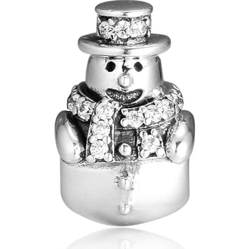 Sweet Snowman Charms 925 Original Fit Pandora Bracelet Sterling Silver Beads for Jewelry Making DIY Women Gift