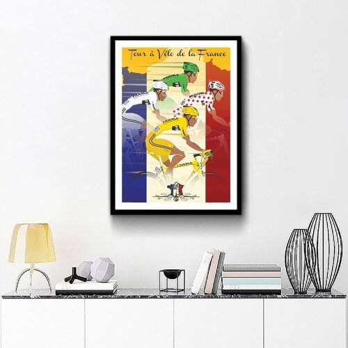 Modern Cartoon Poster France Cycling Race Canvas Painting Wall Art Prins Pictures For Living Room Colour Unique Home Decorative