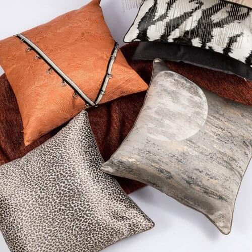 Morden luxury cushion cover orange pillowcase light coffee color waist pillow covers backrest