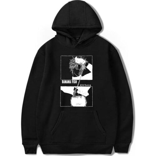 Japanese Manga Anime BANANA FISH Oversized Mens Hoodies Vintage Unisex Streetwear Hoody Mens Female Hip hop Casual Sweatshirts