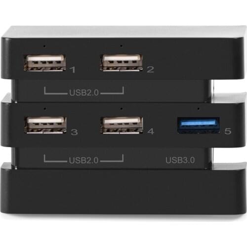High Speed 5-Port USB Hub 2.0 & 3.0 Expansion Hub Controller Adapter for PS4 Pro Game Console