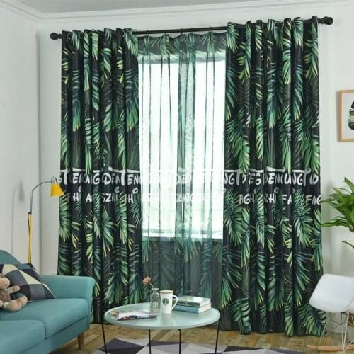 Blackout Curtain For Living Room Leaves Hot rainforest Printed Drapes Bedroom Kitchen Balcony Pastoral Fresh Sheer for Window