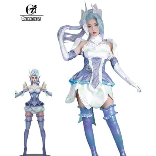 ROLECOS Zyra Cosplay Costume Game LOL Crystal Rose Zyra Cosplay Costume Sexy Women Costume Dress Skirt Outfits Stocking Full Set