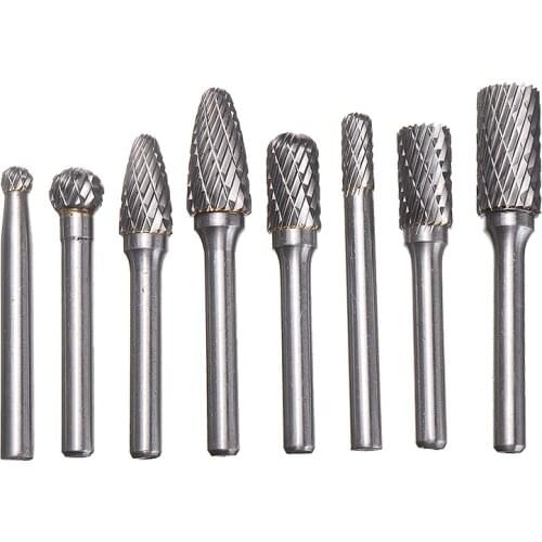 1/4" Shank Die Grinder Bit Tungsten Carbide Burr Drill Bits Metal Rotary Burrs Set Head Woodworking Milling Cutter Bits