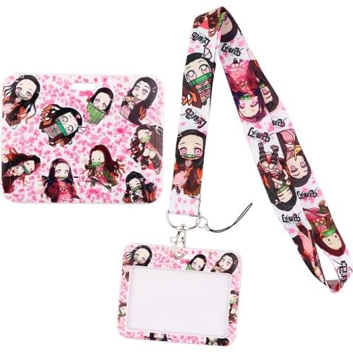 1pcs ZF3020 Anime Girl Pink Personality Card Holder Id Holder Bus Card Holder Staff Card Lanyard For Keys Phone Diy Hang Rope