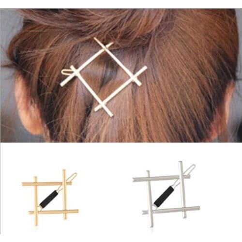 100pcs/lot DIY Simple Multi Alloy Shiny Side Square Type Hair Clips Cross Hairpins Hair Styling Tools Accessories HA1511
