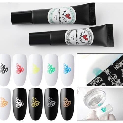 12 color Nail art printing nail polish glue semi-permanent gel embossing plate for manicure polishing enamel nail art decoration