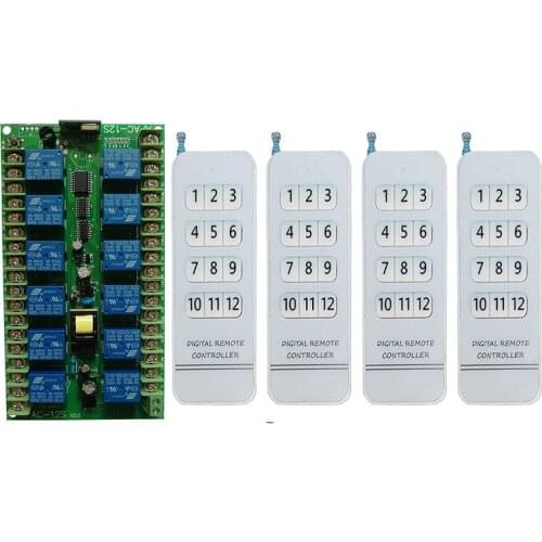 12CH 12 CH Wireless Remote Control LED Light Switch 220V Relay Output Radio RF Transmitter And 315/433 MHz Receiver