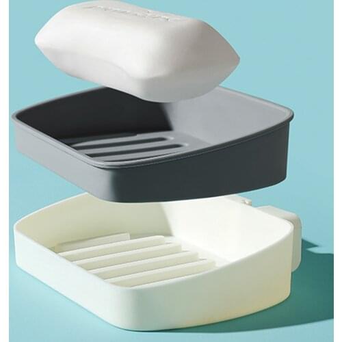 2 PCS Soap Box Rack Drain Toilet Creative Punch-free Laundry Soap Box Double Suction Cup Wall-Mounted Soap Box