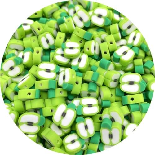 30pcs/lot 10mm Green apple Beads Polymer Clay Beads Mixed Color Polymer Clay Spacer Beads For Jewelry Making DIY Bracelet #11