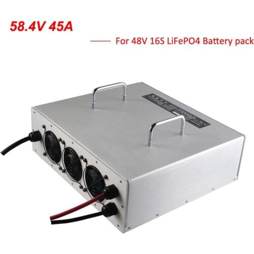 3000W 48V 50A LiFePO4 Charger 58.4V 50A Used for 51.2 Volt 16S LFP battery pack Forklift golf cart charger