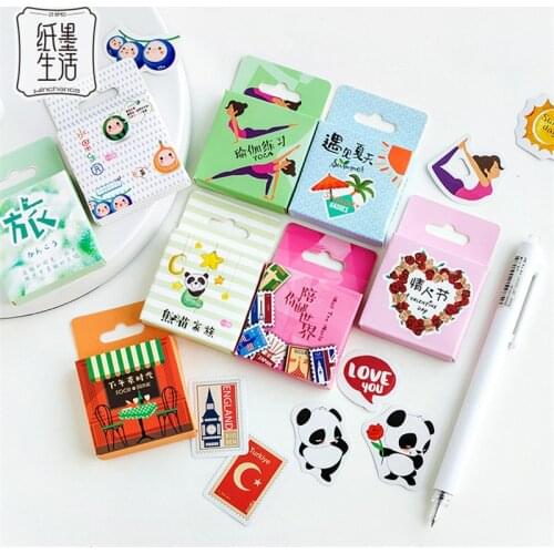 45pcs/lot Cute Movable Travel Japanese Mini Paper Stickers Decoration Diy Diary Scrapbooking Seal Sticker Kawaii Stationery