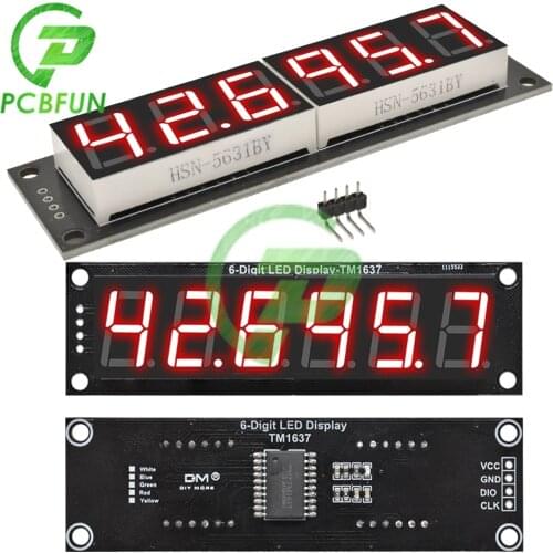 0.56 inch TM1637 6 Digit 7 Segment Display Digital Tube Module Connect to Digital I/O via 2 Pins LED Display Module For Arduino
