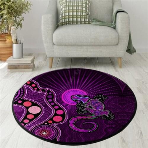 Aboriginal Purple The Lizard and The Sun Circle Rug Non-slip Mat Dining Living Room Soft Bedroom Carpet 02